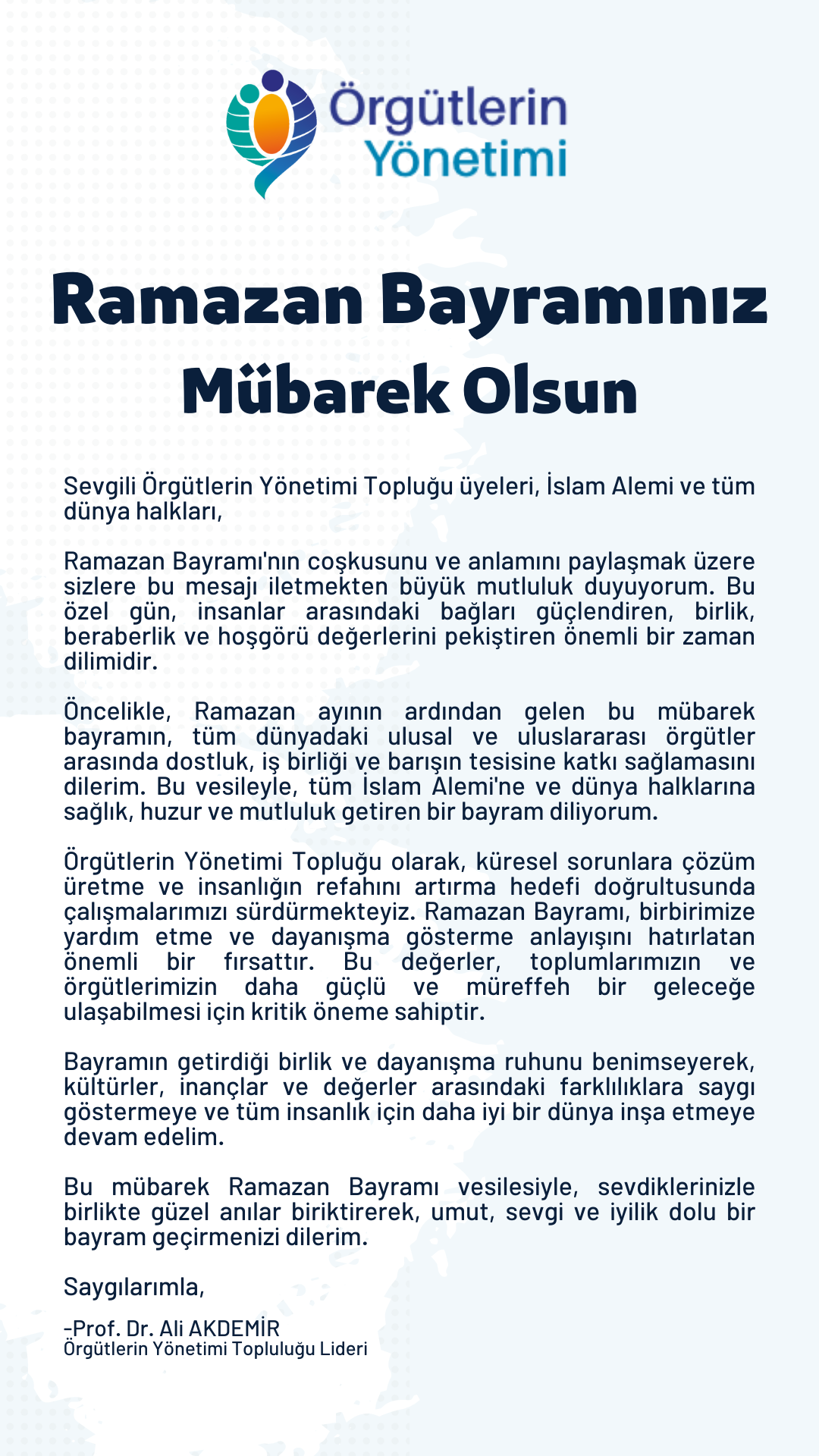 3. Örgütlerin Yönetimi Ramazan Bayramı Gönderisi
